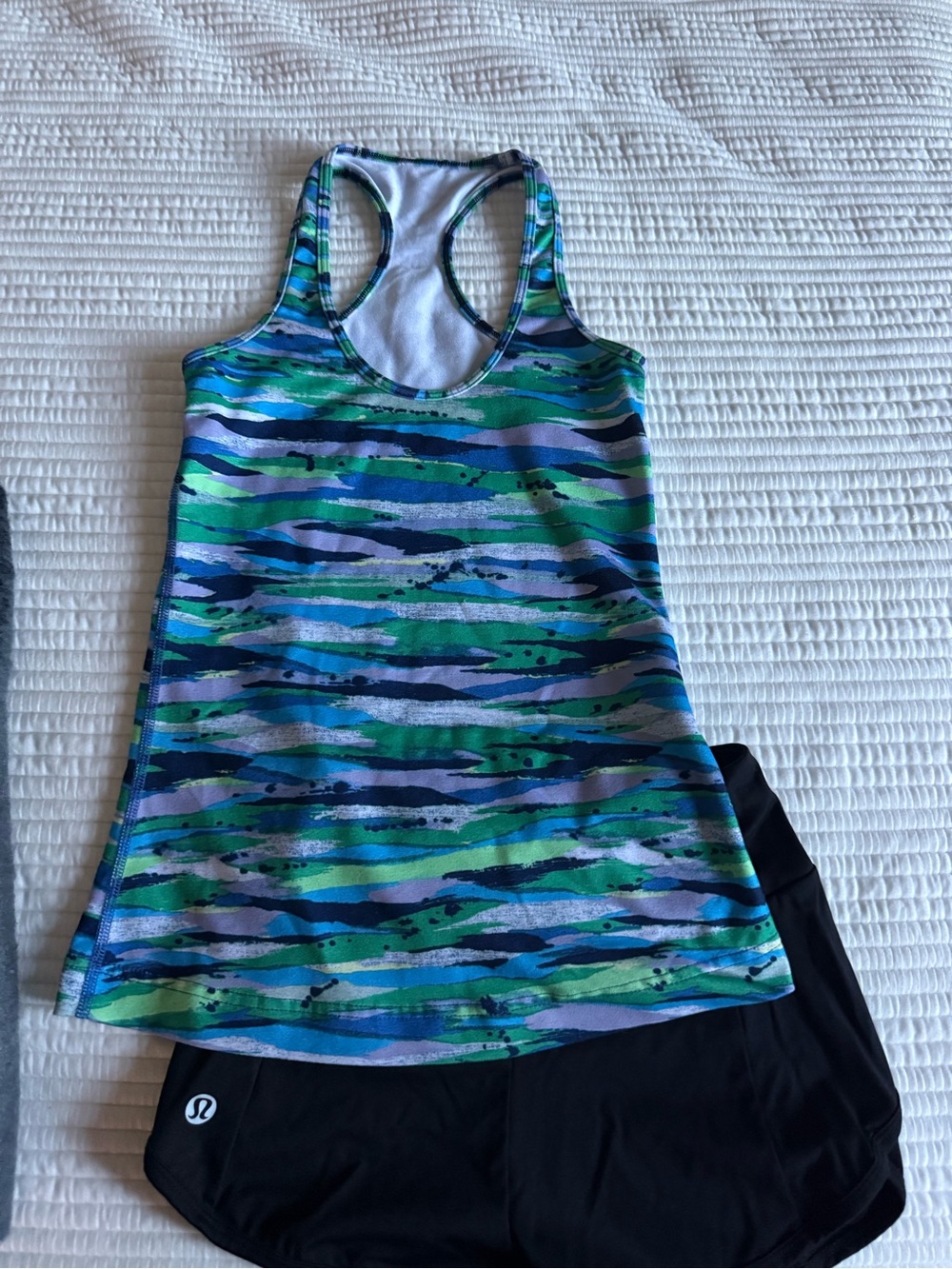 lululemon athletica Green, Blue & Navy Abstract Racerback Tank